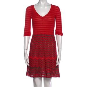 M Missoni Red Striped Long-sleeved Dress US 4 sz